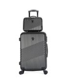 3 Valises + Vanity Case Peter 55/65/75 cm gris foncé