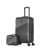3 Valises + Vanity Case Peter 55/65/75 cm gris foncé