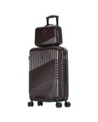 3 Valises + Vanity Case Peter 55/65/75 cm bordeaux foncé