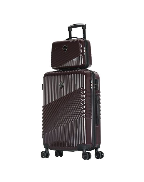 3 Valises + Vanity Case Peter 55/65/75 cm bordeaux foncé