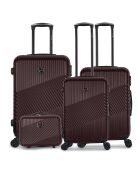 3 Valises + Vanity Case Peter 55/65/75 cm bordeaux foncé