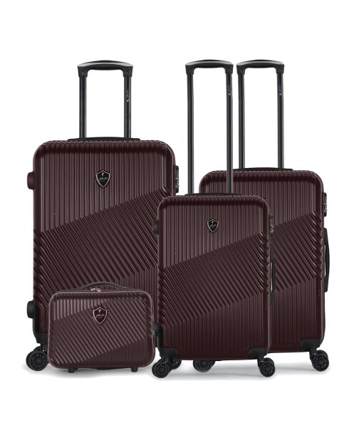3 Koffer + Schminkkoffer Peter 55/65/75 cm dunkelburgunderrot