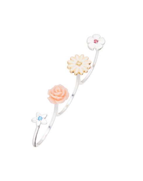 Bague trois doigts Romantique en Argent & Email multicolore