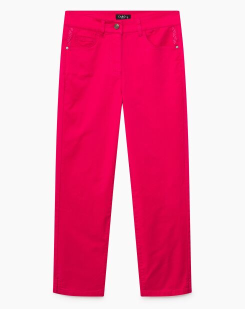 Pantacourt en Toile de coton rose fuchsia