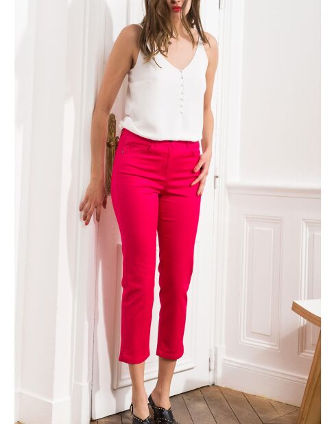 Pantacourt en Toile de coton rose fuchsia