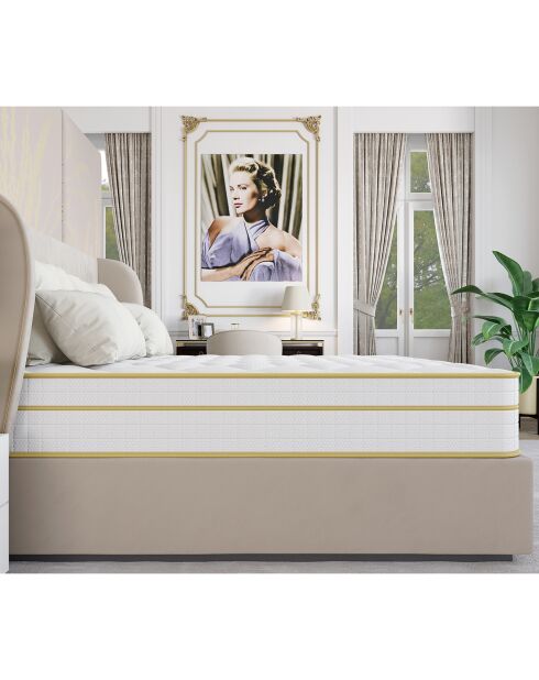 Ensemble matelas & sommier Magellan blanc/jaune - 140x190 cm