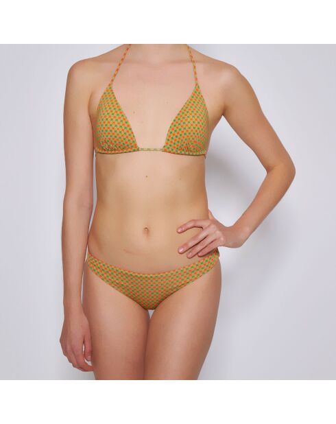 Maillot de bain 2 pièces triangles moulés Monk orange/vert