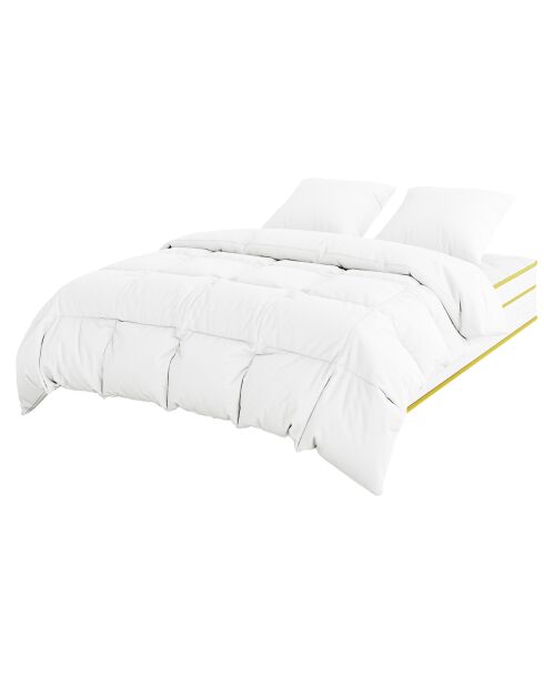 Ensemble matelas + 1 couette + 2 oreillers Magellan blanc/jaune - 140x190 cm