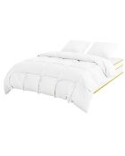 Ensemble matelas + 1 couette + 2 oreillers Magellan blanc/jaune - 140x200 cm