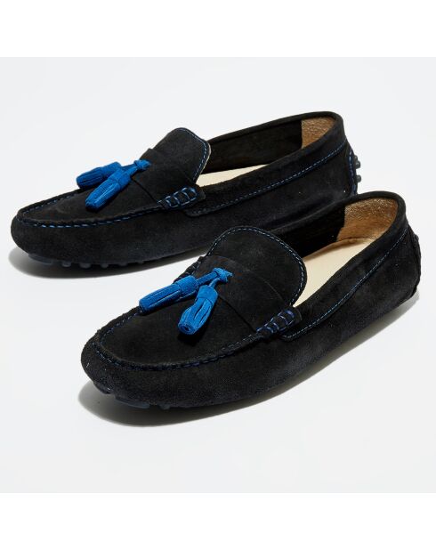 Mocassins en Velours de Cuir Manu noirs