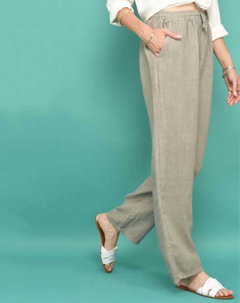 Pantalon en Lin Dabi taupe
