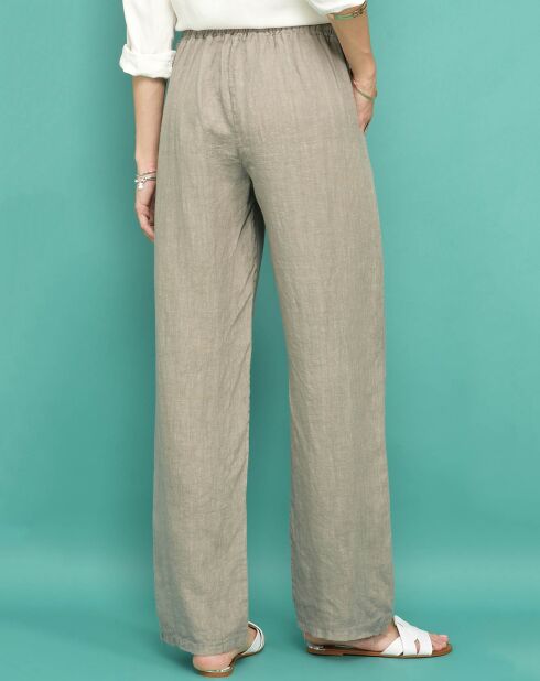 Pantalon en Lin Dabi taupe