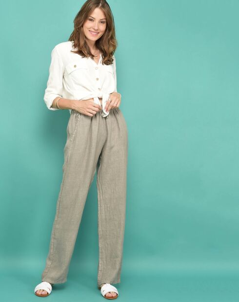 Pantalon en Lin Dabi taupe