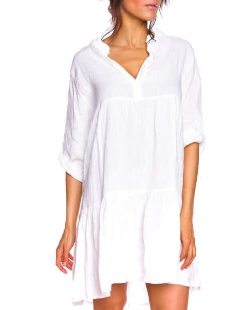 Robe 100% Lin Nayla blanche