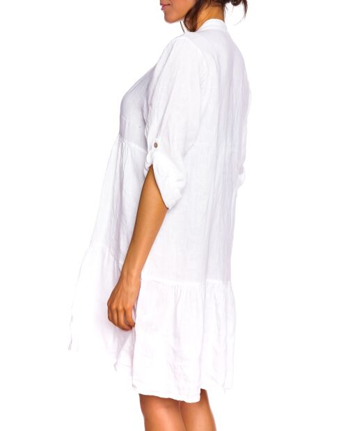 Robe 100% Lin Nayla blanche