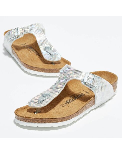 Mules Gizeh argenté/multicolore