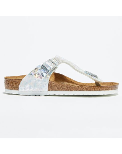 Mules Gizeh argenté/multicolore