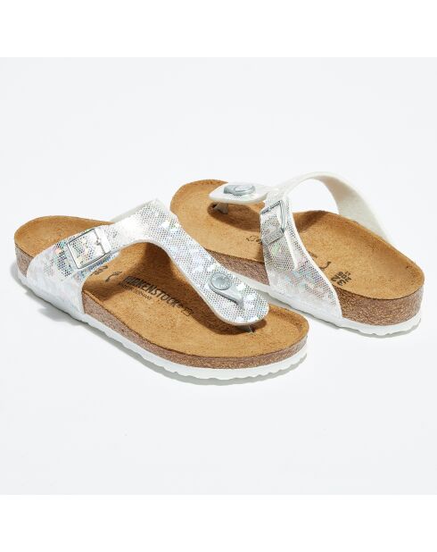 Mules Gizeh argenté/multicolore