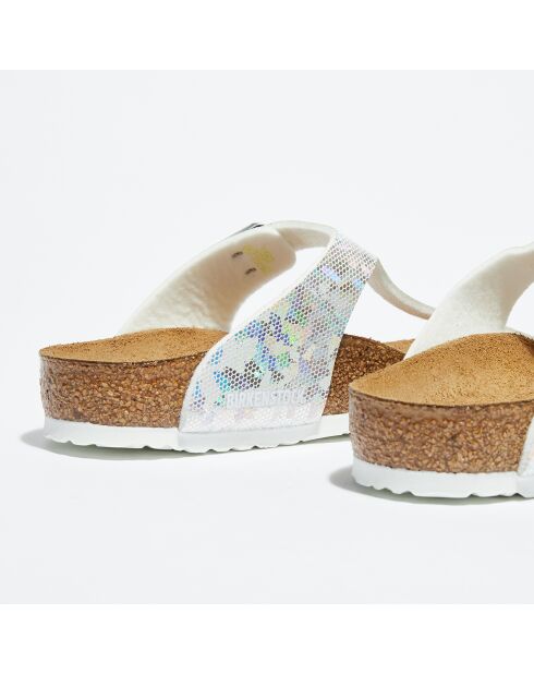 Mules Gizeh argenté/multicolore