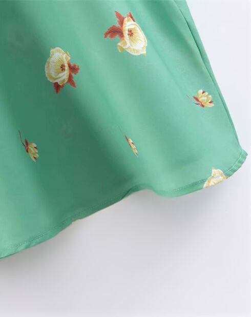 Robe droite imprimé fleuri verte