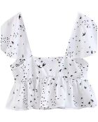 Top imprimé oiseau blanc