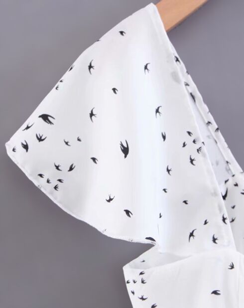 Top imprimé oiseau blanc