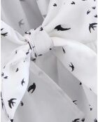 Top imprimé oiseau blanc