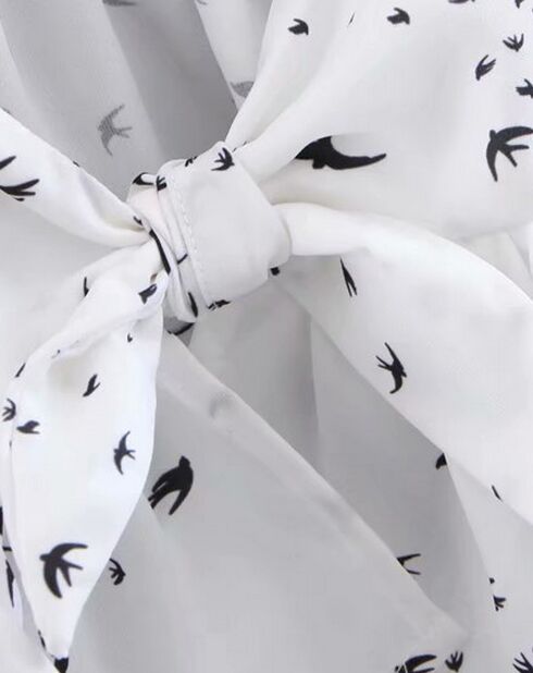 Top imprimé oiseau blanc