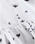 Top imprimé oiseau blanc