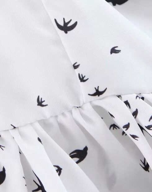 Top imprimé oiseau blanc