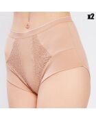 2 Culottes taille haute Betty beiges