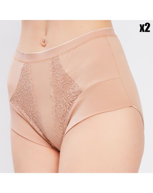 2 Culottes taille haute Betty beiges