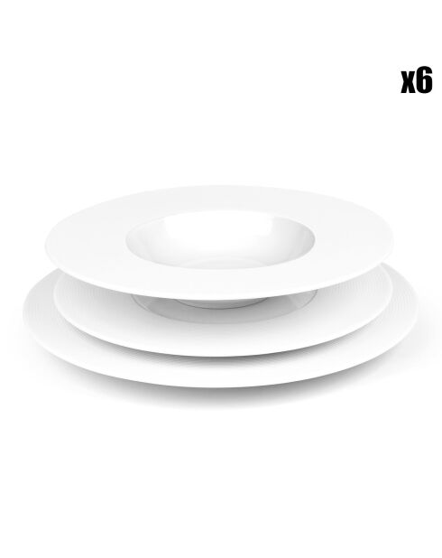 Servies van wit porselein batik - 18 stuks