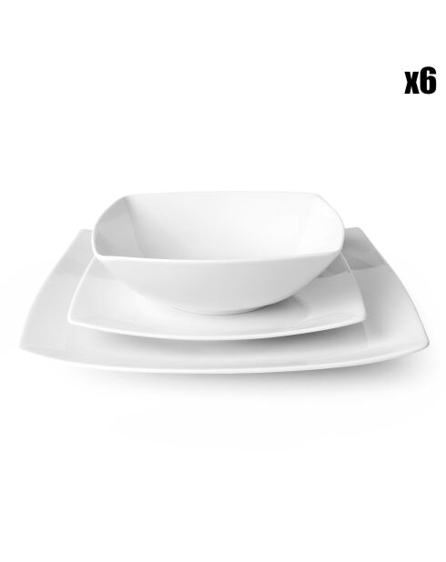 Servies van wit porselein Kansai - 18 stuks