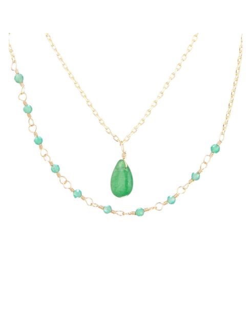 Paola Agaat halsketting in goudmessing