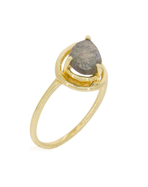 Anillo Jenny Labradorite en latón dorado