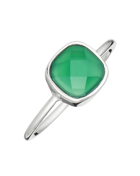 Bague Ella Agate en laiton argenté