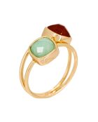 Bague Jovanni Amazonite  & Cornaline en laiton doré