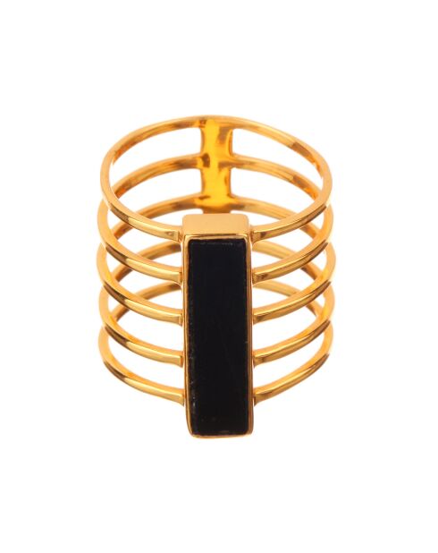 Bague Emma Onyx en laiton doré