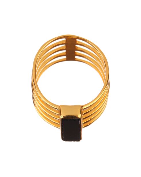 Bague Emma Onyx en laiton doré