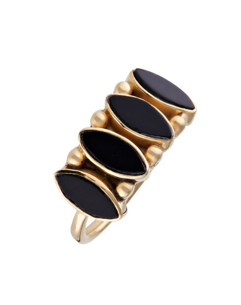 Bague Reina Onyx en laiton doré