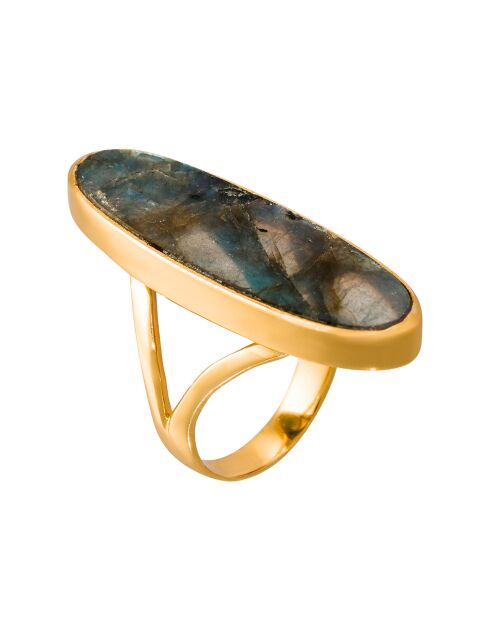 Bague Olivia Labradorite en laiton doré