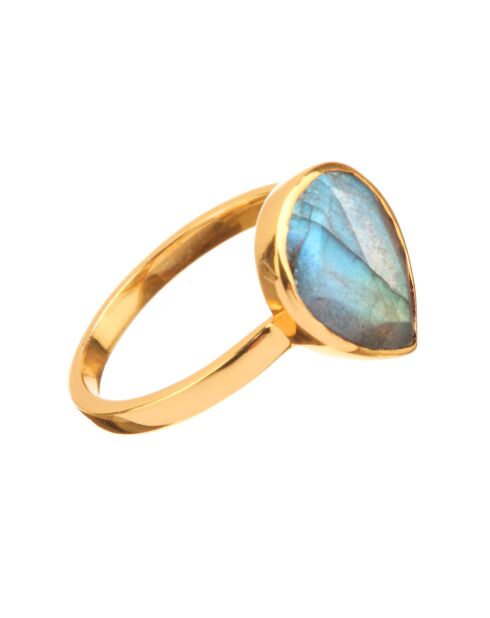 Bague Ilya Labradorite en laiton doré