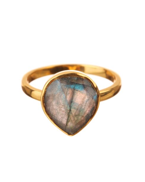 Bague Ilya Labradorite en laiton doré