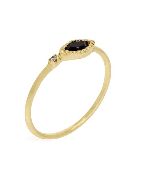 Bague Marta Onyx en laiton doré