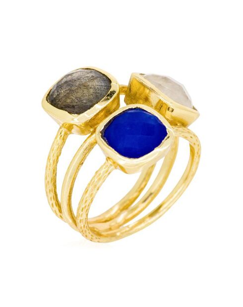 Bague Elsa Jade & Labradorite en laiton doré