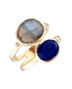 Bague Océane Labradorite & Jade en laiton doré