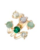 Bague ajustable Stella Labradorite, Aventurine & Améthyste en laiton doré