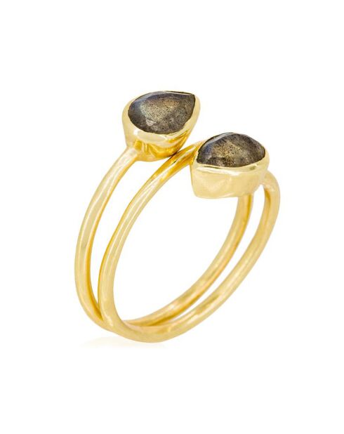 Bague Taya Labradorite en laiton doré
