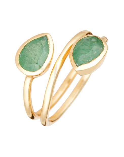 Bague Taya Aventurine en laiton doré
